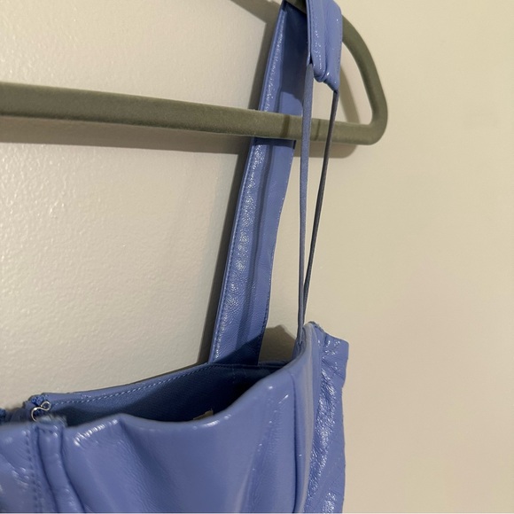 House of CB MELISSA CORNFLOWER BLUE VEGAN LEATHER CORSET Top Size X-Small - Picture 4 of 9